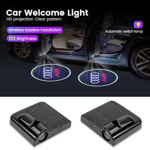 1/2Pcs LED HD Wireless Car Door Logo Welcome Lamp Laser Light Projector For Audi A5 A6 C6 C5 A1 A7 A