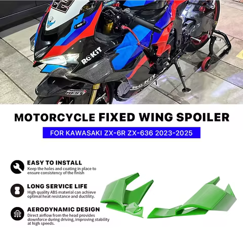 For KAWASAKI ZX-6R ZX6R ZX636 2023-2025 Spoiler Winglet Motorcycle green Fairing Fixed Wing Fairing