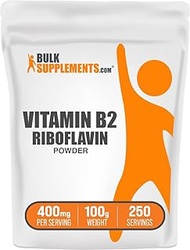 BulkSupplements.com Riboflavin Powder - as Vitamin B2, Vitamin B2 Supplement - Riboflavin 400mg, B V