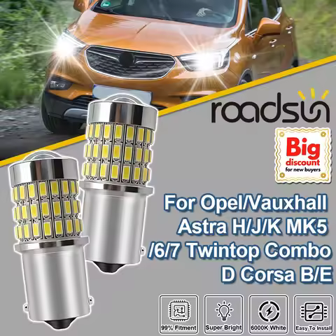 Roadsun 2X For Opel/Vauxhall Astra H/J/K MK5/6/7 Twintop Combo D Corsa B/E 1156 P21W LED Projector L