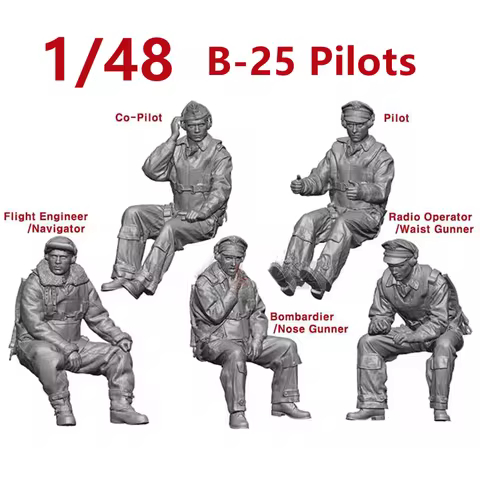 C296# 1/48 Resin Figures Model, Pilot for B-25,Only 5 Figures, Unpainted Unassambled