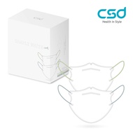 CSD中衛醫療口罩/ 成人立體 3D/ Simply White/ 彩色耳帶/ 若芽綠+露草藍/ 30片/ 盒
