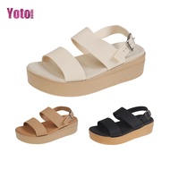 YOTO Women's Dual Buckle Soft Sole Fashion Casual Sandals, Comfortable Beach Casual Summer Shoes Fla