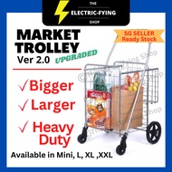 [NEW Upgraded Ver 2.0] Heavy Duty Foldable Market Trolley/Grocery Cart with Swivel Wheel