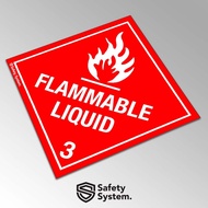 B3 IATA DOT UN Hazardous Label Sticker Safety System Material Class 3 Flammable Liquid Easy to Burn 