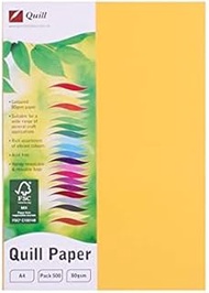 Quill, Coloured Paper, 80gsm, A4, Pack 500, Sunshine