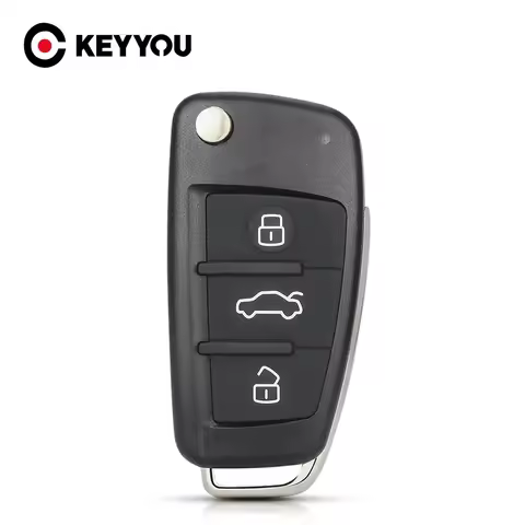 KEYYOU Folding Smart Car Fob Housing Cover 3 Buttons Remote Flip Key Case Shell For Audi A3 A4 A6 Q7