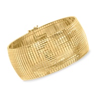 Italian 18kt Gold Over Sterling Diamond-Cut and Polished Omega Bracelet. 7 inches