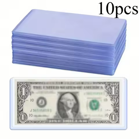 10 Pcs Bill Currency PVC Clear Hard Plastic Sleeve Clip Paper Money Notes Bills Holder for Collectio