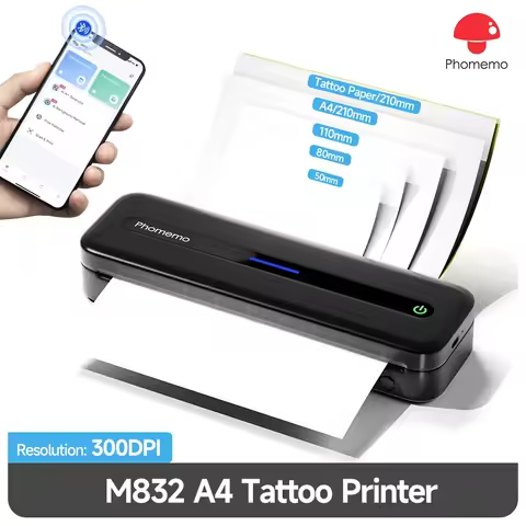 Phomemo M832 Portable Printer Bluetooth Thermal Tattoo Printer Inkless Support 50/80/110/Letter/A4/A