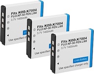 3 Pack NP-50 Replacement Battery 3.7V 1400mAh Set for Fujifilm FinePix F200EXR, F300EXR, F500EXR, F5