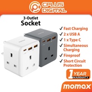 Momax OnePlug US8UK 3-Outlet Cube Extension Socket with USB A Type C QC3.0 PD3.0 sockets Fast Chargi