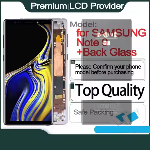 AMOLED LCD touch screen with frame for Samsung Note 9, 6.4 inch, sm-n960f, sm-n9600, with back glass