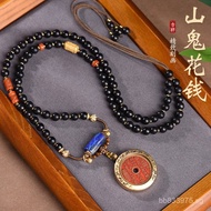 Ethnic Style Mountain Ghost Pendant Necklace Ebony Wood Flower Necklace New Chinese Style Buddha Amu