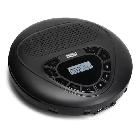 August SE10 Portable CD Player Headphone HiFi Music Reproductor CD Rechargeable Player With AUX Cabl
