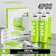 YOPPEN 2.5H Fast Charger USB Type-c Rechargeable AA Battery Rechargeable 1200 times 1.5V 3600mWh Li-
