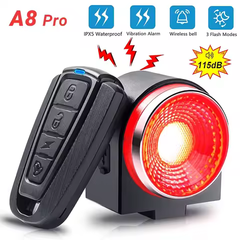 Bicycle Rear Lamp Braking Light Burglary Alarm Remote Call Wireless Control USB Charge LED Lantern B