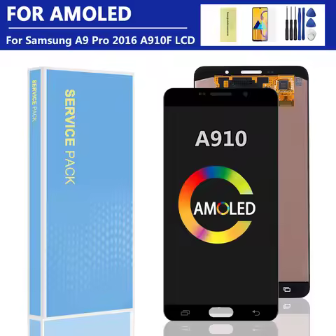 6.0" For AMOLED Display for SAMSUNG A910 LCD Screen Touch Digitizer A9 Pro 2016 A9100 A910F LCD Disp