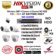 Hikvision 2MP 4 Camera 4 Channel DVR NO HDD Turbo HD CCTV Package