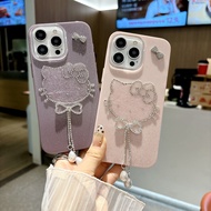 Stylish Glitter DIY Bow Dot Drill hello kitty Girl Phone Case For Samsung Galaxy S21 S22 S23 S24 Plu