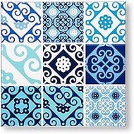 Excelsa Maiolica Blue Coaster, Ceramic Dolomite and Cork, 16 x 16 cm