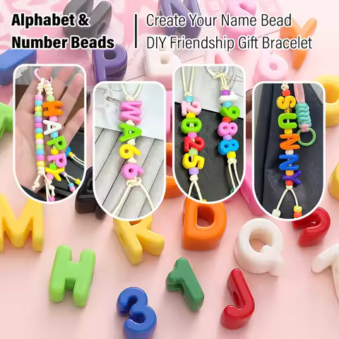 Acrylic Letter Beads 10pcs/Bag and Number Beads 5pcs/Bag for DIY Personalized Bracelet Necklace Craf
