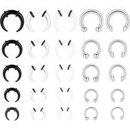 Sanfenly 14G-6G Septum Pincher Tapers Rings Acrylic Stainless Steel Internally Threaded Spike Horses