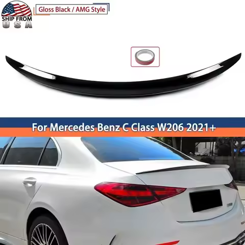 For Mercedes-Benz C Class W206 C300 2021-2023 AMG Rear Trunk Spoiler Wing Gloss Black