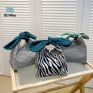 IU MISS Canvas Rabbit Ears Lunch Bag Large Capacity Japanese Bow Lunch Bag Portable Shoulder Bag Bow Handbag Women