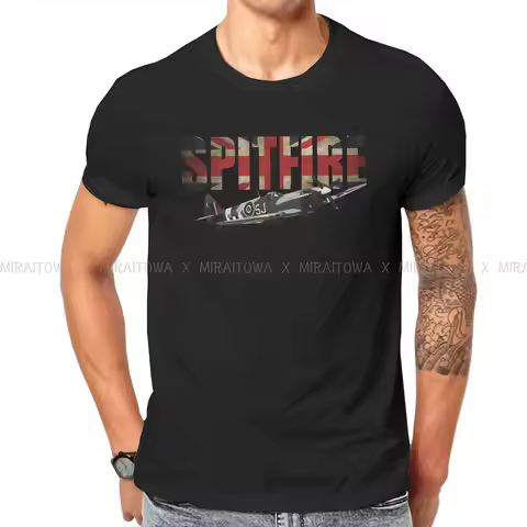 Spitfire Men's TShirt Supermarine Union Jack Uk Flag Individuality T Shirt Original Streetwear New T