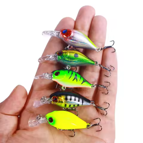 5PCS 5CM-4.2G  5.5CM-6.7GRock-style lure bait set in a box, fishing lure bait, hard bait, small fat 