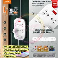 LDNIO SC4407 18W PD Q.C 3.0 Fast Charging Extension Multi Plug 4 Socket 4 USB Wall Power UK 3 Pin Ad