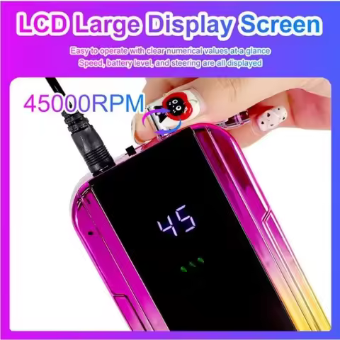 Nail Drill 45000 RPM, Professional Rechargeable Electric Nail File,Cordless Nail E File for Acrylic 