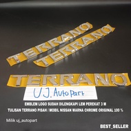Emblem Logo Tulisan Terrano Pisah / Mobil Nissan Warna Chrome OriginaL 100 %