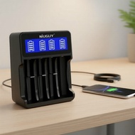 LCD 18650 Battery Charger, USB Type-C & Micro, for 26650 18490 NiMH/NiCd AA AAA