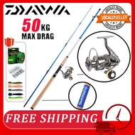 DAIWA Fishing Rod Set Joran Pancing 1 Set Barang Mancing Set Fishing Combo Full Set Reel Spining
