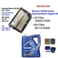 Hyundai Elantra MD Kia Cerato K3 Mannol MN7501_4L Engine Oil 4Litre +Oil Filter 26300-2Y500 +Air Fil