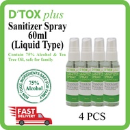 4pcs D'TOX plus Hand Sanitizer Spray 60ml 【75% Alcohol】
