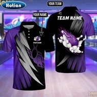 【FREE CUSTOM】3D Bowling Polo Shirts For Team BO0376 Bowling balls and pins with for men, casual stre