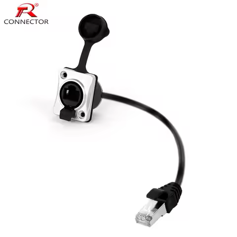 1pc STP RJ45 CAT5 Waterproof Female Panel Mount Socket to RJ45 Male 8P8C Plug Shielded Ethernet Netw