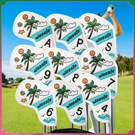 [LzdzlxaaMY] 9x Golf Iron Covers Golf Club Covers PU Leather Wear Resistant Protection Guard PU Prot