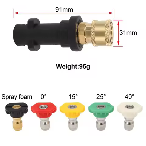 KARCHER K2-K7 High Pressure Washer Accessories, Quick Connect Adapter, Washing Nozzle and 5-Color Fo