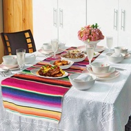 2Pcs Mexican Table Runner Fringe Cotton Table Runners Mexican Decor 14 X 108 Inch for Mexican Weddin
