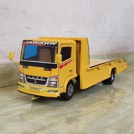 miniatur mobil mainan anak truk oleng towing kayu p50cm - kuning standar polosan