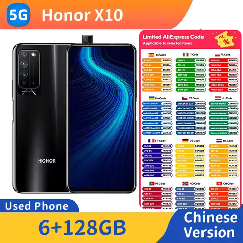 Honor X10 5g RAM 6GB ROM 128GB 6.63inch TFT LCD（IPS）Screen 40MP Camera 4300mAh 22.5w used phone
