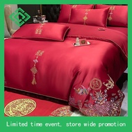 Chinese Wedding Marriage bedsheet set Red color bedsheet fitted sheet set Single/queen/king Cadar du