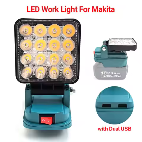 For Makita 14.4V 18V Li-ion Battery BL1830 BL1850 LED Light 3In Portable Cordless Emergency Flood La