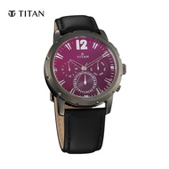 Titan Black Dial Leather Strap Men's Watch 90050QL03
