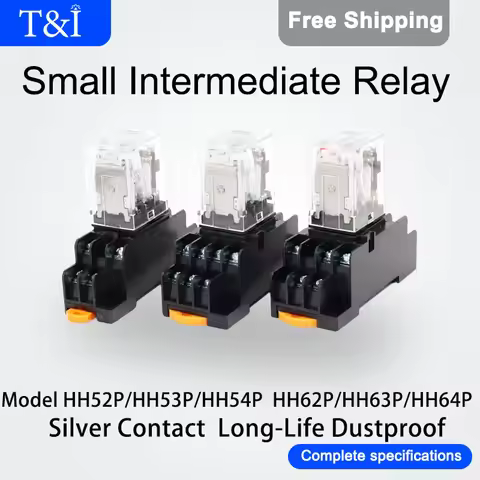 10 PCS Small Intermediate Electromagnetic Control Relay AC DC 12V 24V 220V HH52P/HH53P/HH54P HH62P/H