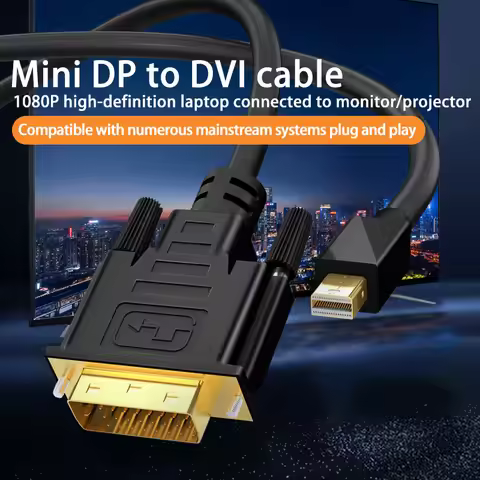 Mini DP to DVI Adapter Cable Mini DisplayPort Male to Male Converter Notebook Thunderbolt Connection